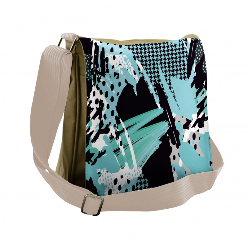 Expressive Ink Pattern Messenger Bag