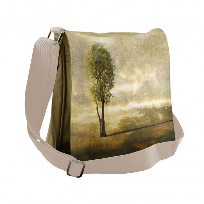 Lonely Tree in Beige Tones Messenger Bag