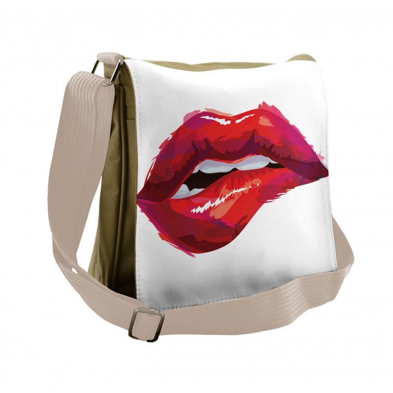 Woman Biting Lips Messenger Bag