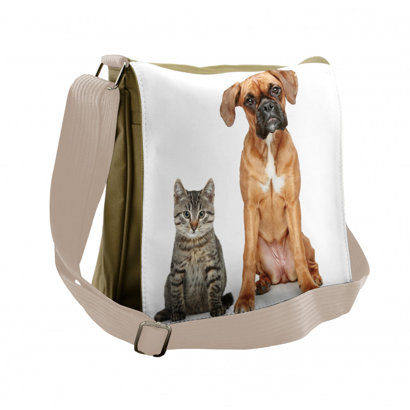 Cat Dog Animal Friends Messenger Bag