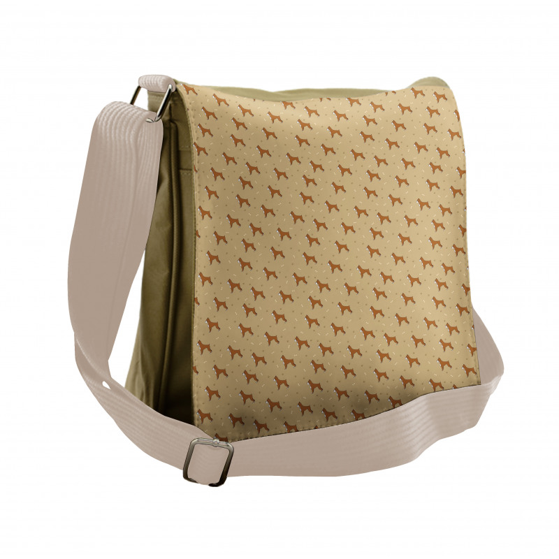 Brown Cartoon Puppies Messenger Bag