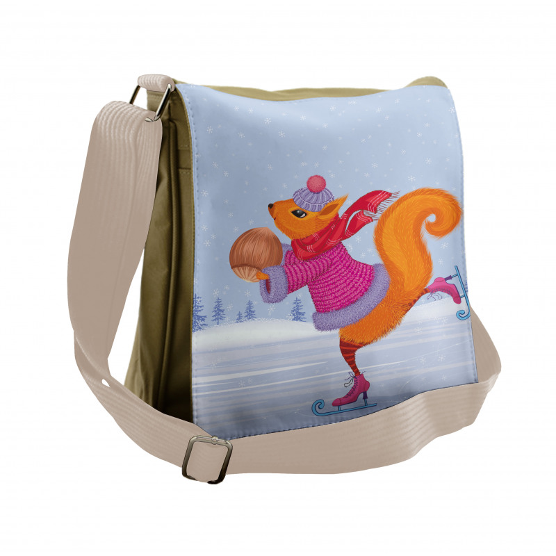 Skating Animal with a Nut Messenger Bag