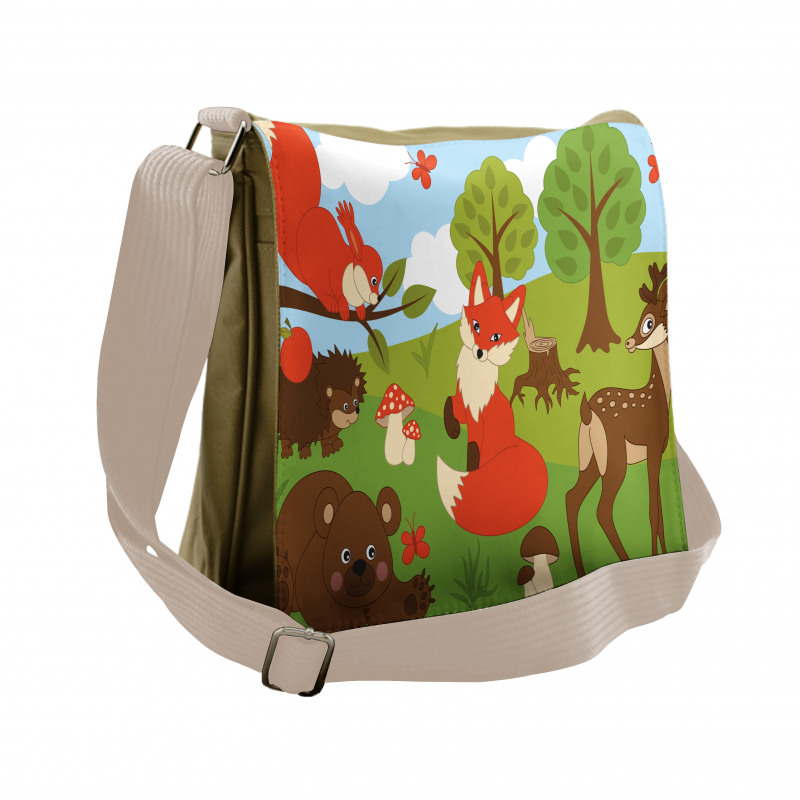 Happy Animals in Forest Messenger Bag