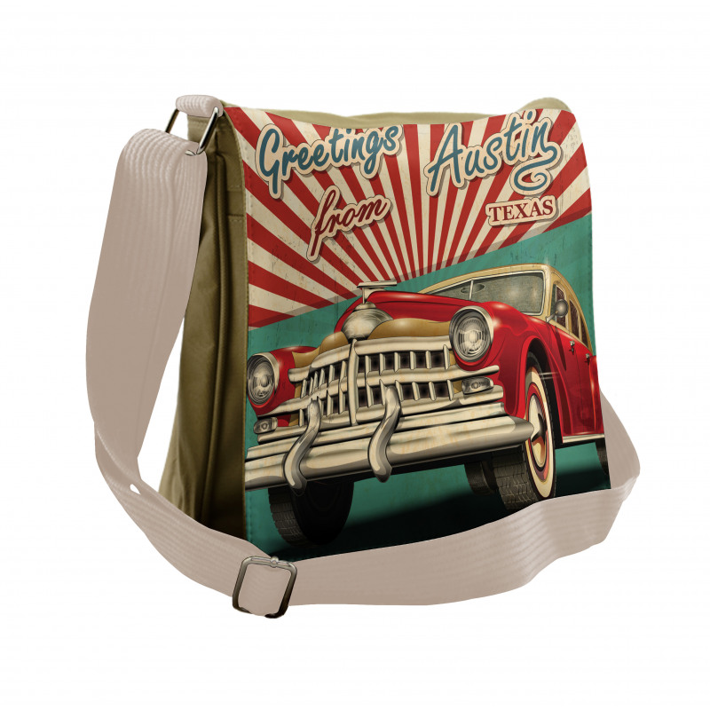 Retro American Classical Car Messenger Bag