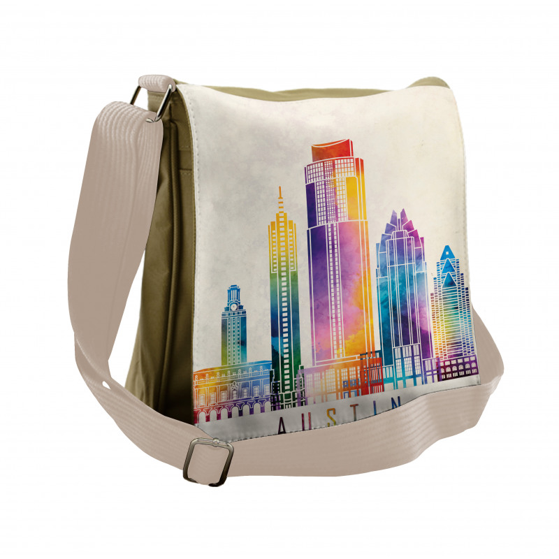 Outlined Monuments Skylines Messenger Bag