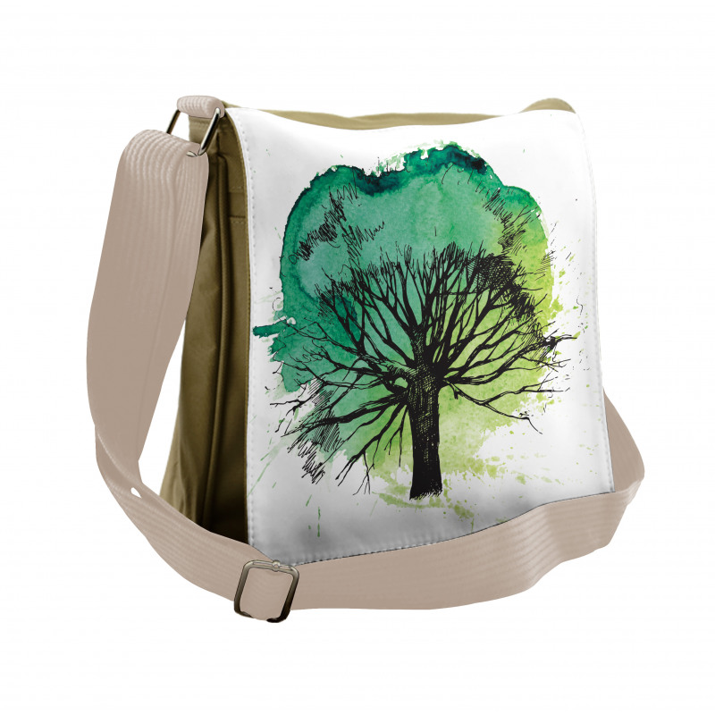 Blended Watercolor Leaf Messenger Bag