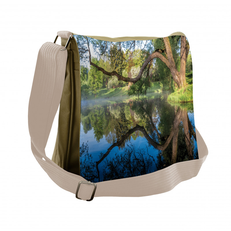 Foggy Scene over Water Messenger Bag