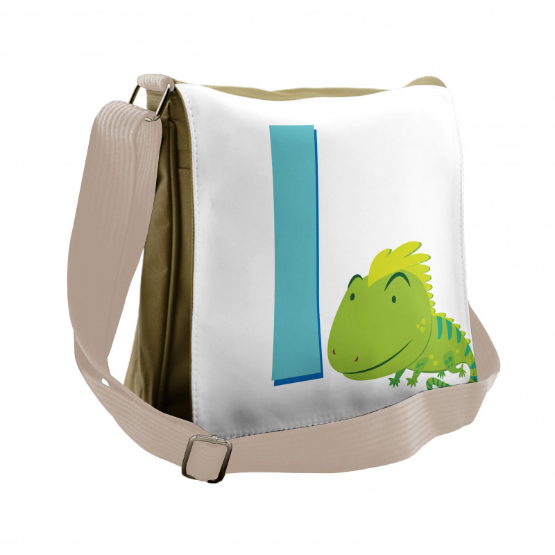 Cartoon Letter I and Animal Messenger Bag