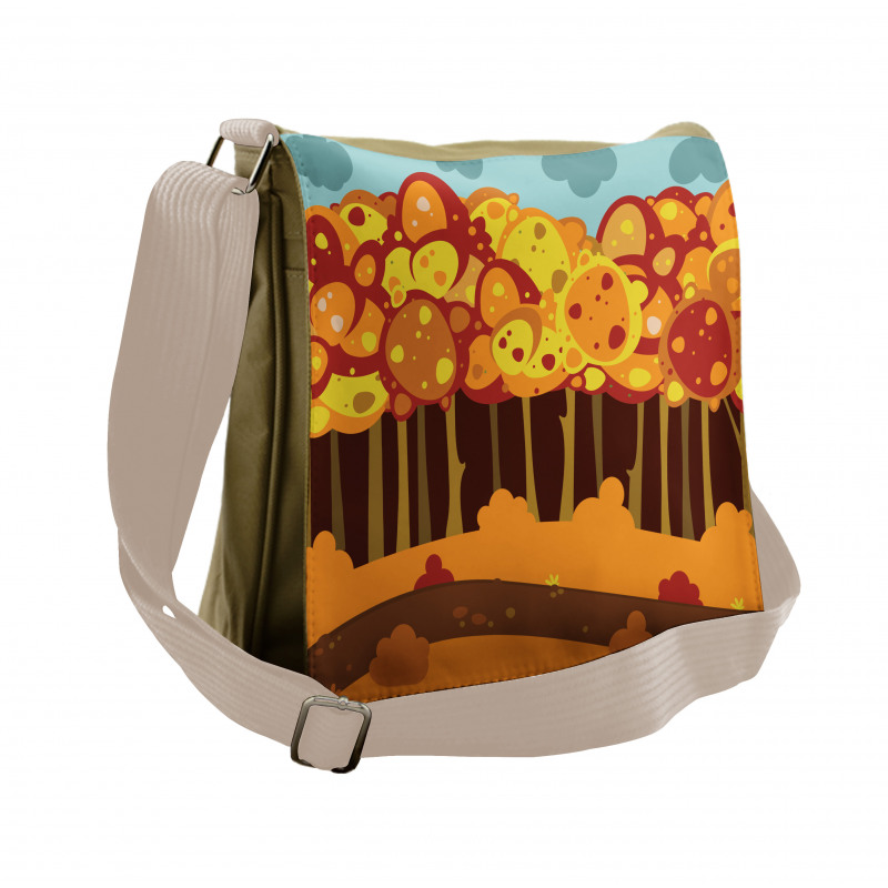 Forest in Autumn Cartoon Messenger Bag