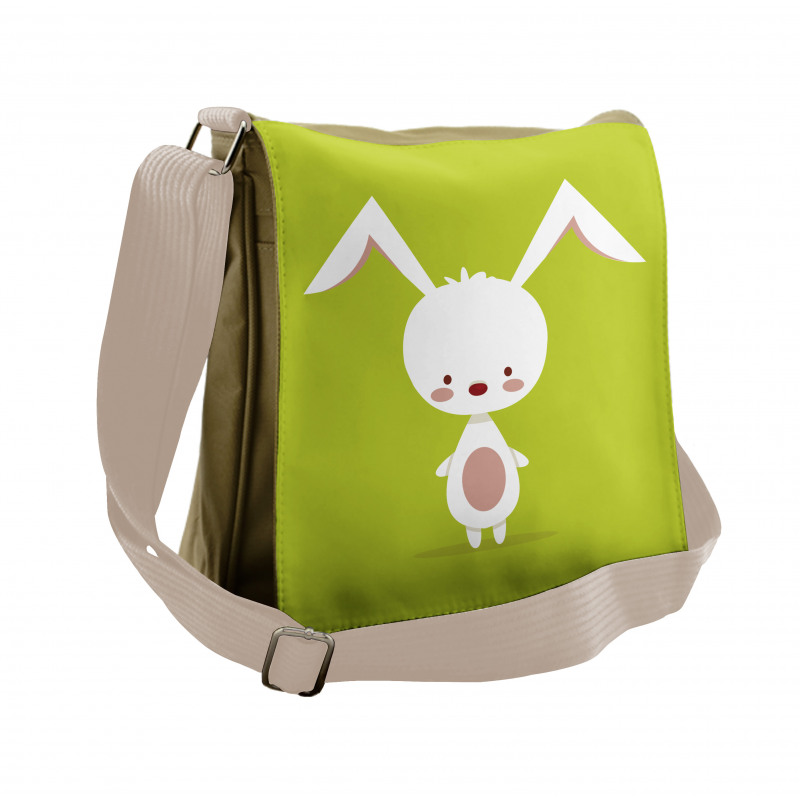 Cartoon Character on Green Messenger Bag