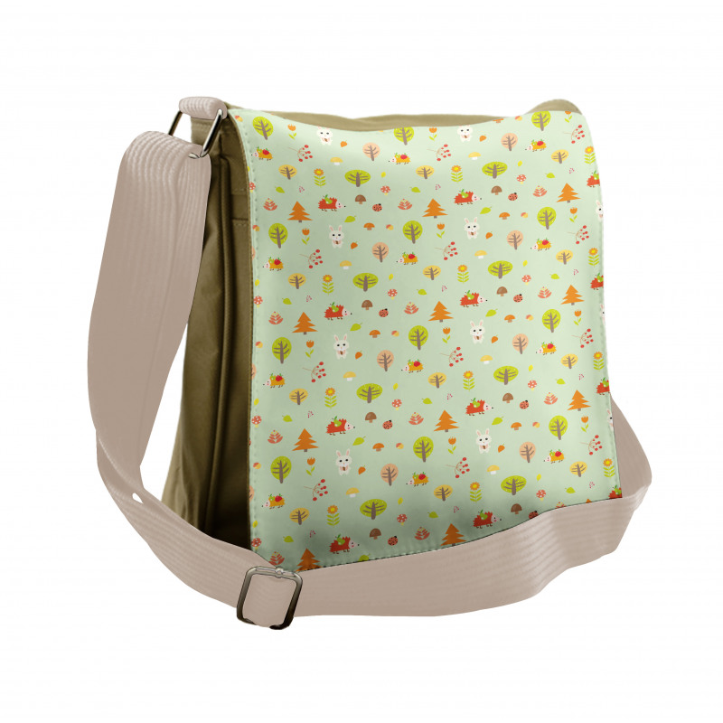 Cartoon Art Autumn Forest Messenger Bag