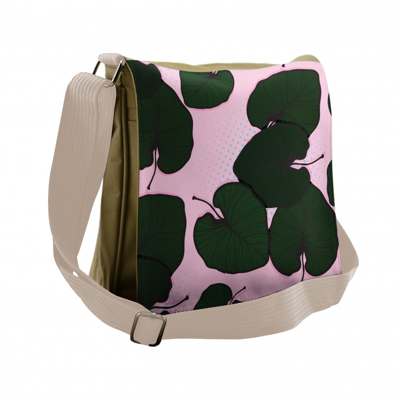 Tropical Foliage on Pink Messenger Bag