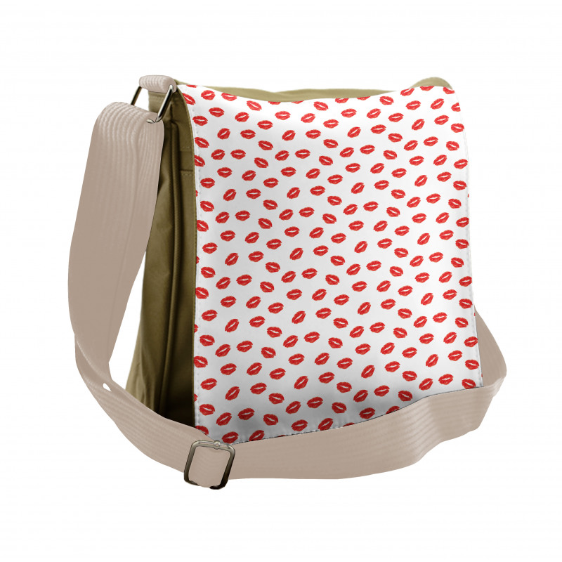 Red Kisses Imprint Messenger Bag