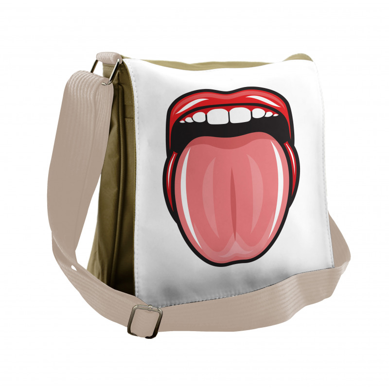 Open Mouth Tongue out Image Messenger Bag