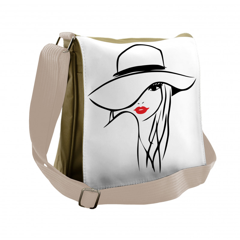 Girl Wearing a Big Floppy Hat Messenger Bag