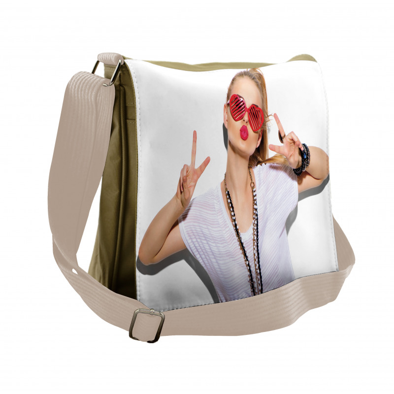 Blond Festival Girl Posing Messenger Bag