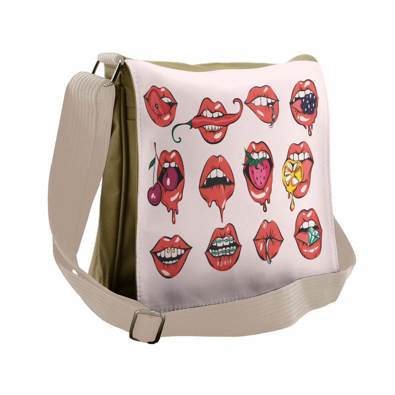 Pierced Tongue Teeth Braces Messenger Bag