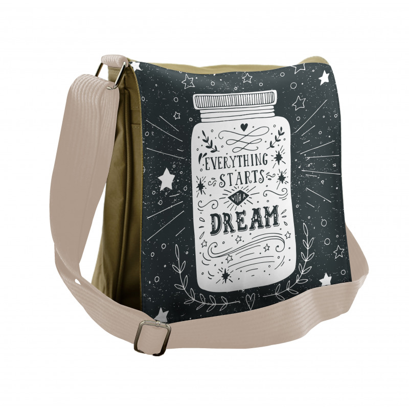 Grunge Style Stars Foliage Messenger Bag