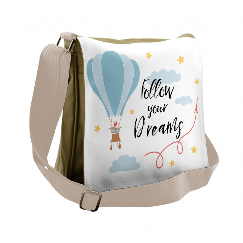 Hot Air Balloon Stars Clouds Messenger Bag