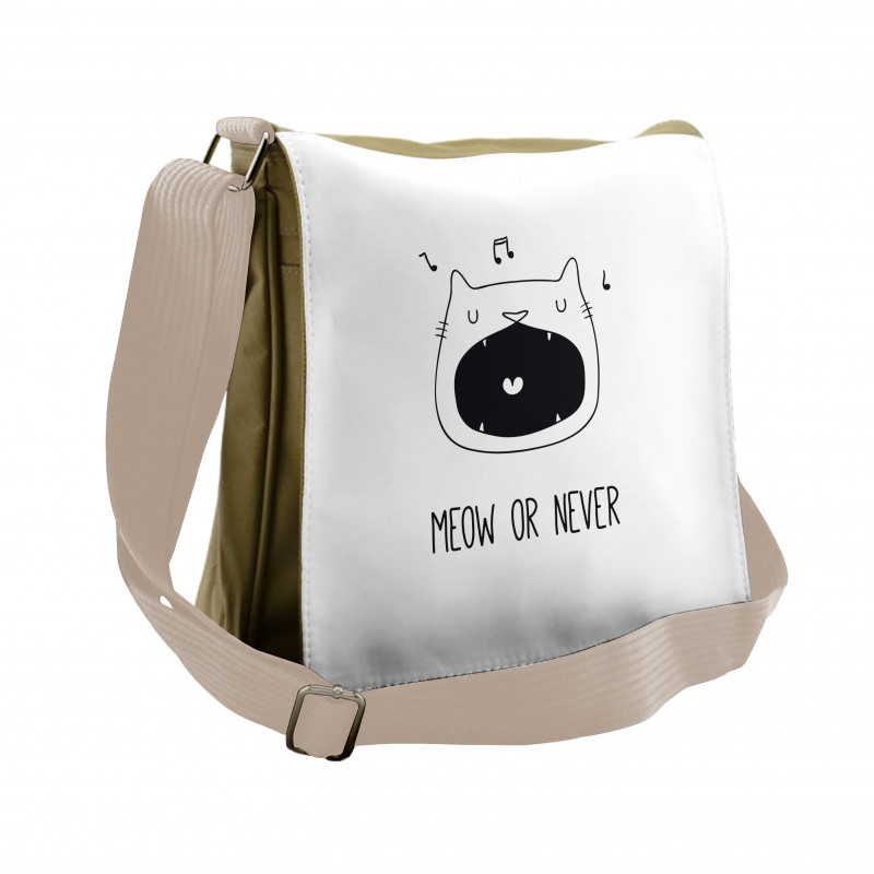 Meow or Never Word Fangs Messenger Bag