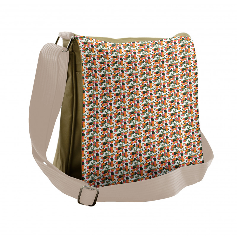 Citrus Mandarin with Leaves Messenger Bag