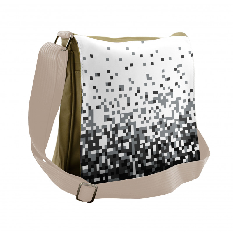 Squares Greyscale Messenger Bag