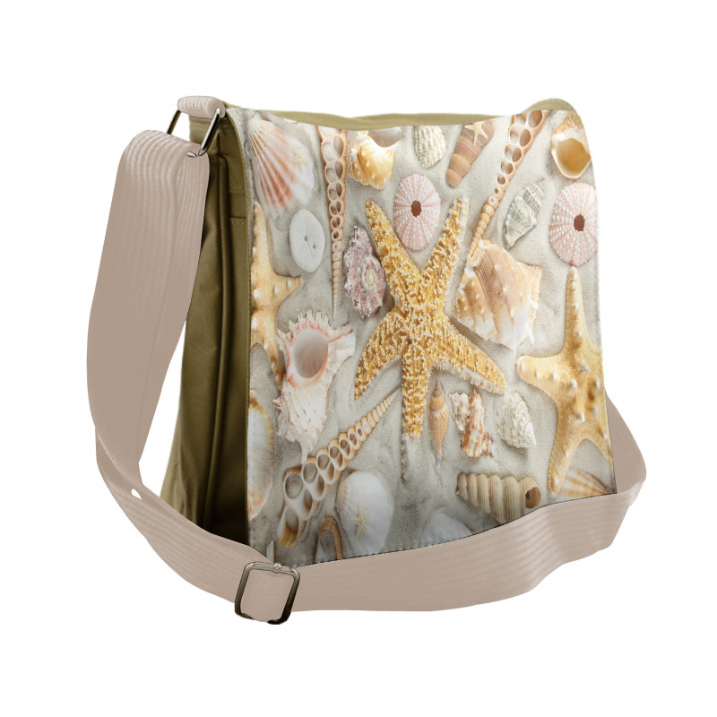 Assorted Seashells Sand Beach Messenger Bag