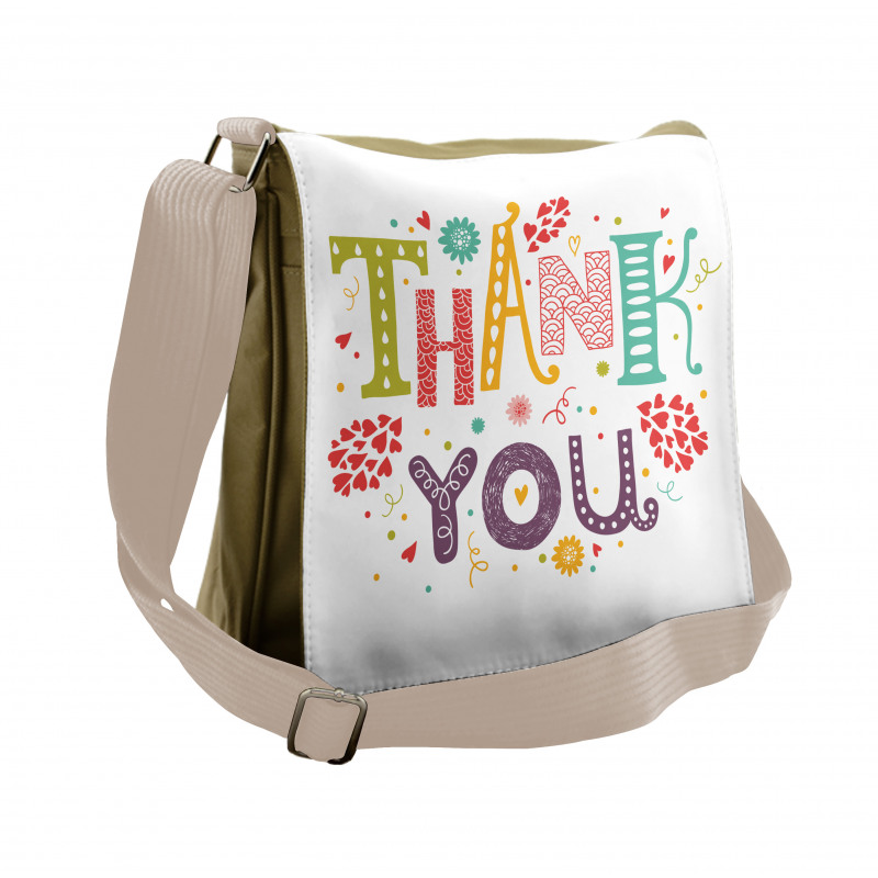 Lettering Thankful Messenger Bag