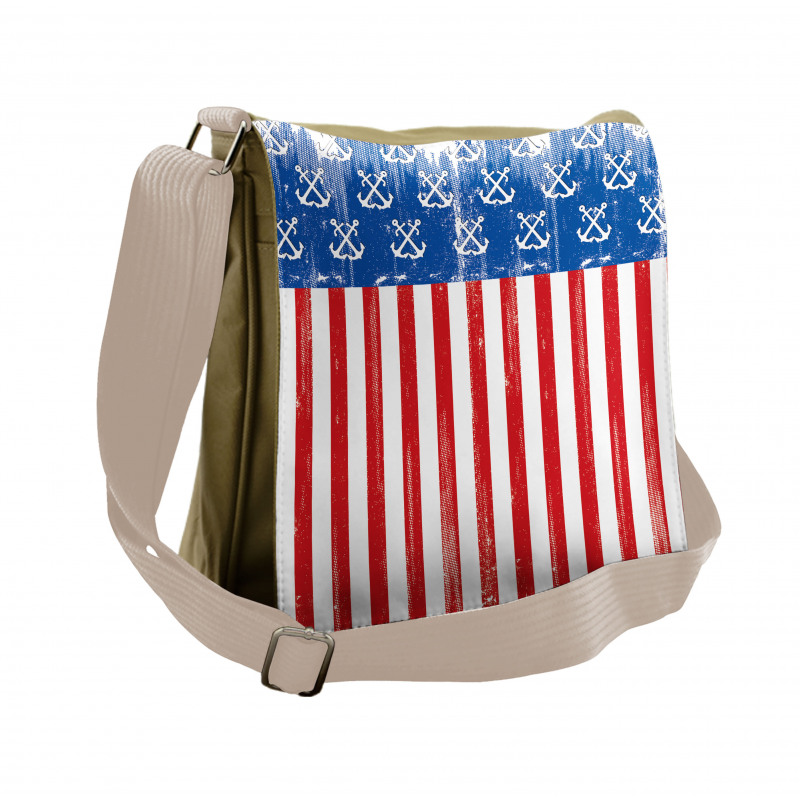 Patriotic Grunge Flag Marine Messenger Bag