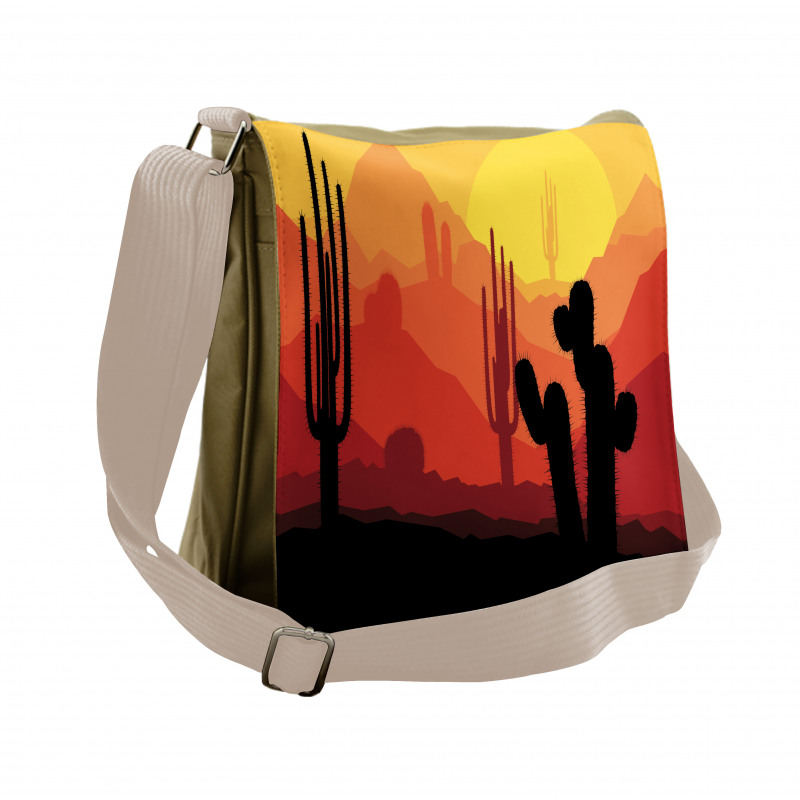 Cactus Silhouettes at Dusk Messenger Bag