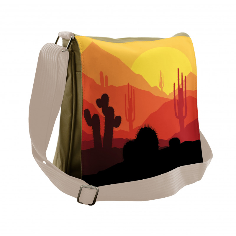 Western Cactus Silhouettes Messenger Bag