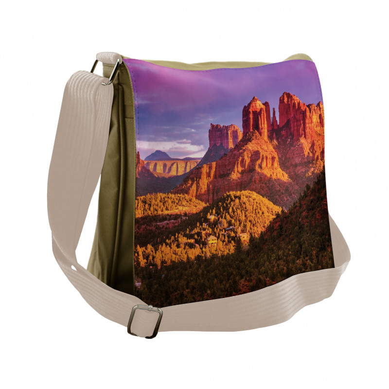 Cliffs Rocks and Violet Sky Messenger Bag