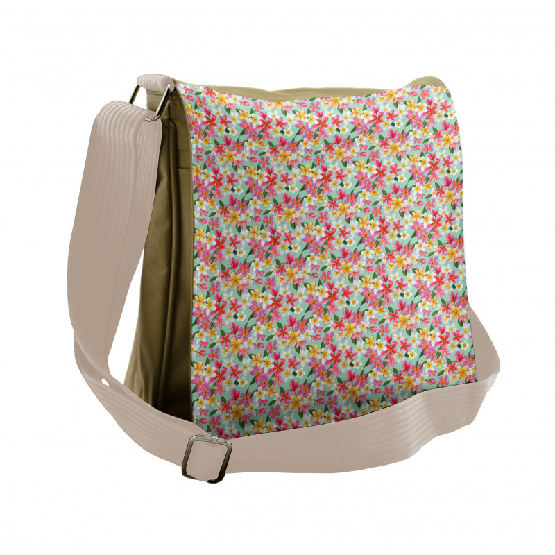 Exotic Watercolor Flowers Messenger Bag