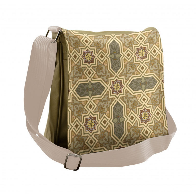 Botanical Inspired Motif Messenger Bag