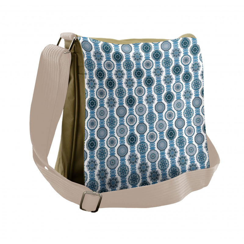 Oriental Motif Vertical Line Messenger Bag