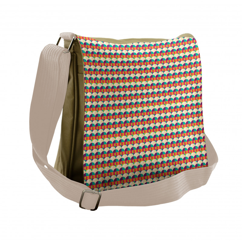 Retro Circles and Squares Messenger Bag