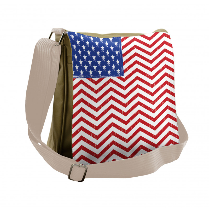 Country Flag with Zigzag Lines Messenger Bag