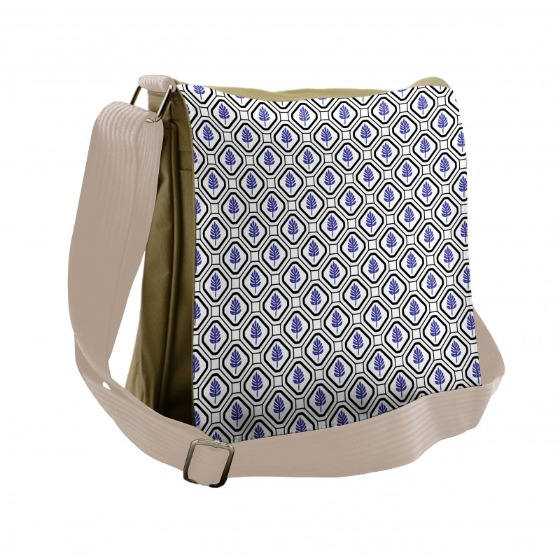 Rhombus Leaves Folkloric Messenger Bag