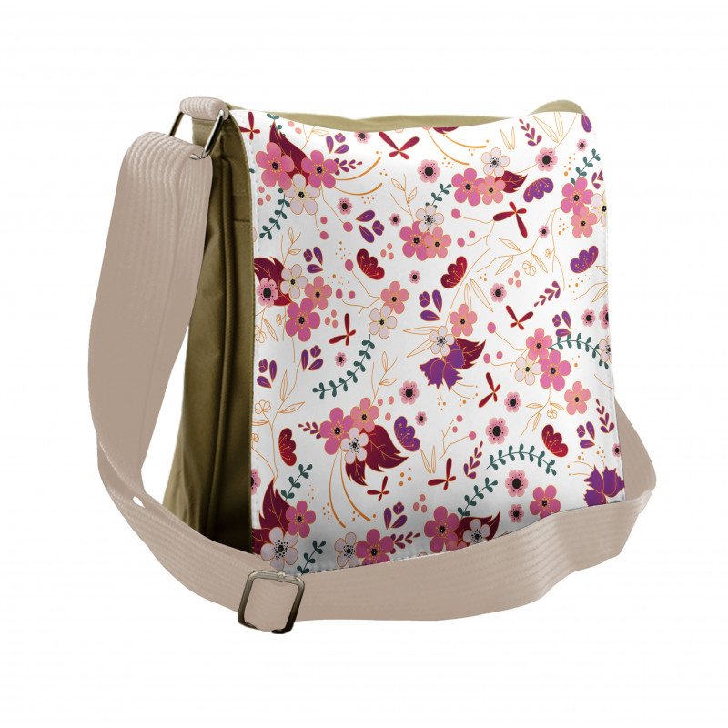 Cartoonish Flowers Messenger Bag