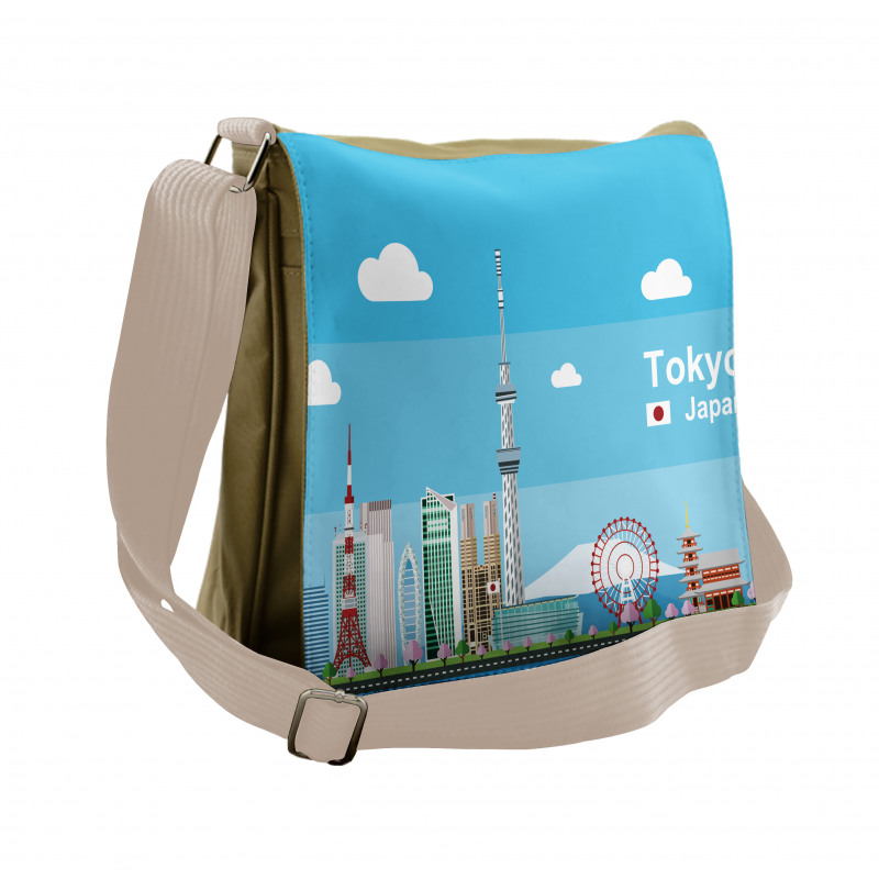 Cartoon Japan Sightseeing Messenger Bag