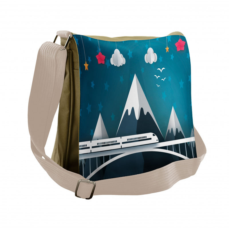 Cartoon Style Mountains Messenger Bag