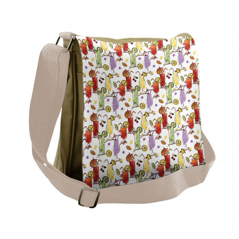 Colorful Watercolor Cocktails Messenger Bag