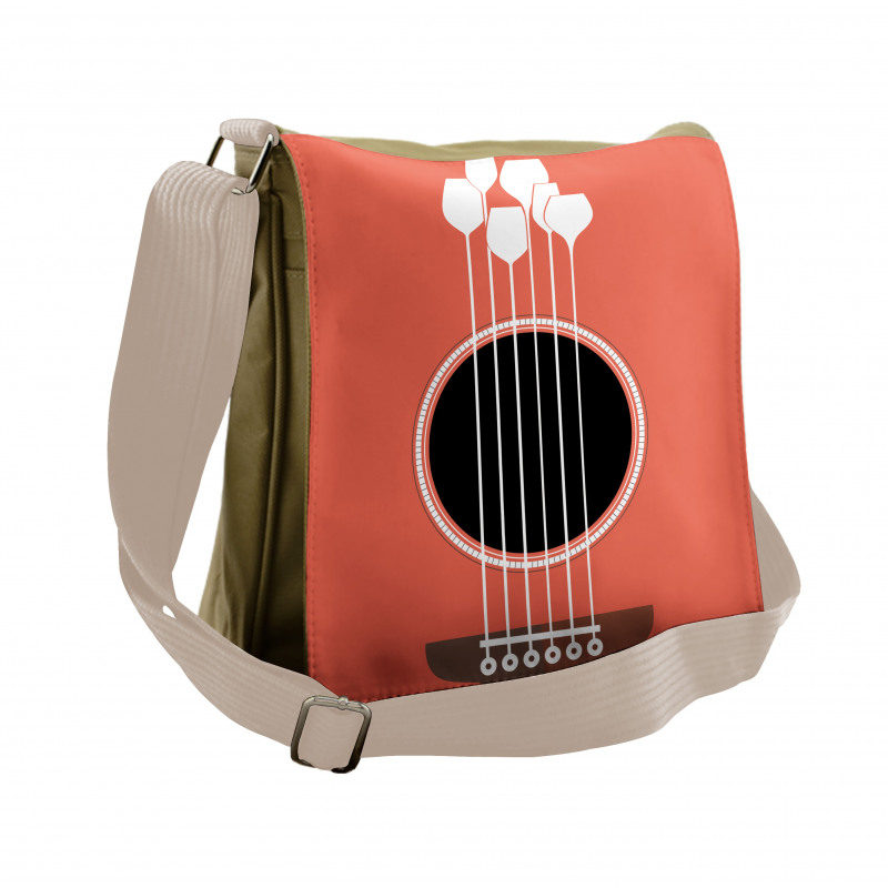 Acoustic Guitar Wine Glasses Messenger Bag