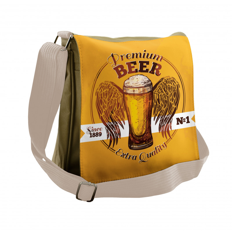 Premium Beer Grunge Graphic Messenger Bag