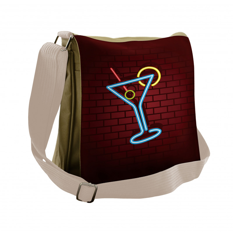 Cocktail Glass over Brick Wall Messenger Bag