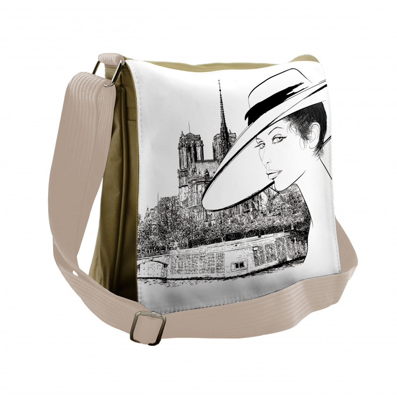 Sketch of a French Woman Messenger Bag