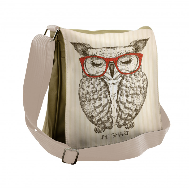 Owl with Be Smart Lettering Messenger Bag