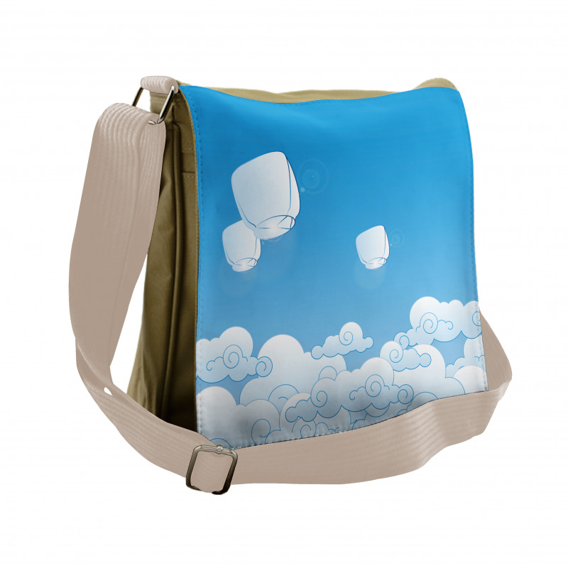 Lantern Floating Away in Sky Messenger Bag