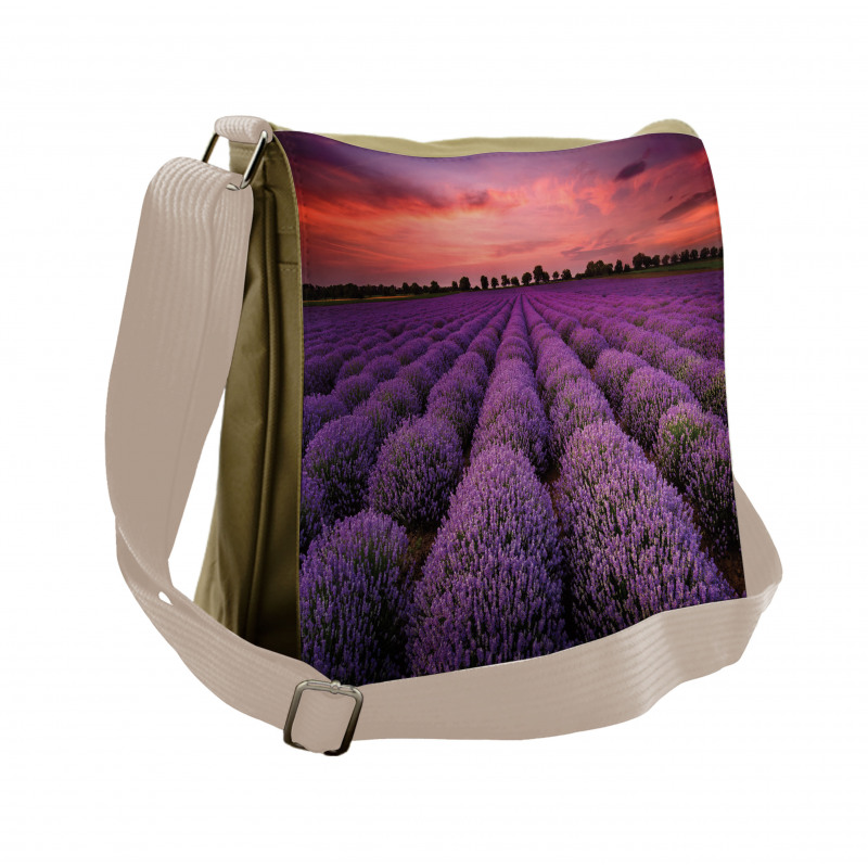 Lavender Field Sunset Messenger Bag