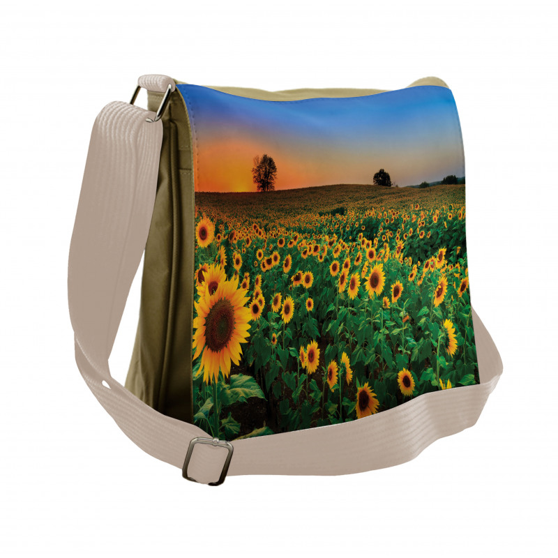 Flower Field at Sunset Messenger Bag